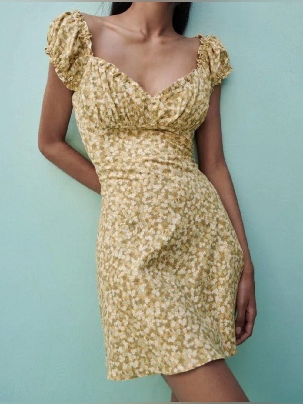 Zara Floral Square-Neck Dress